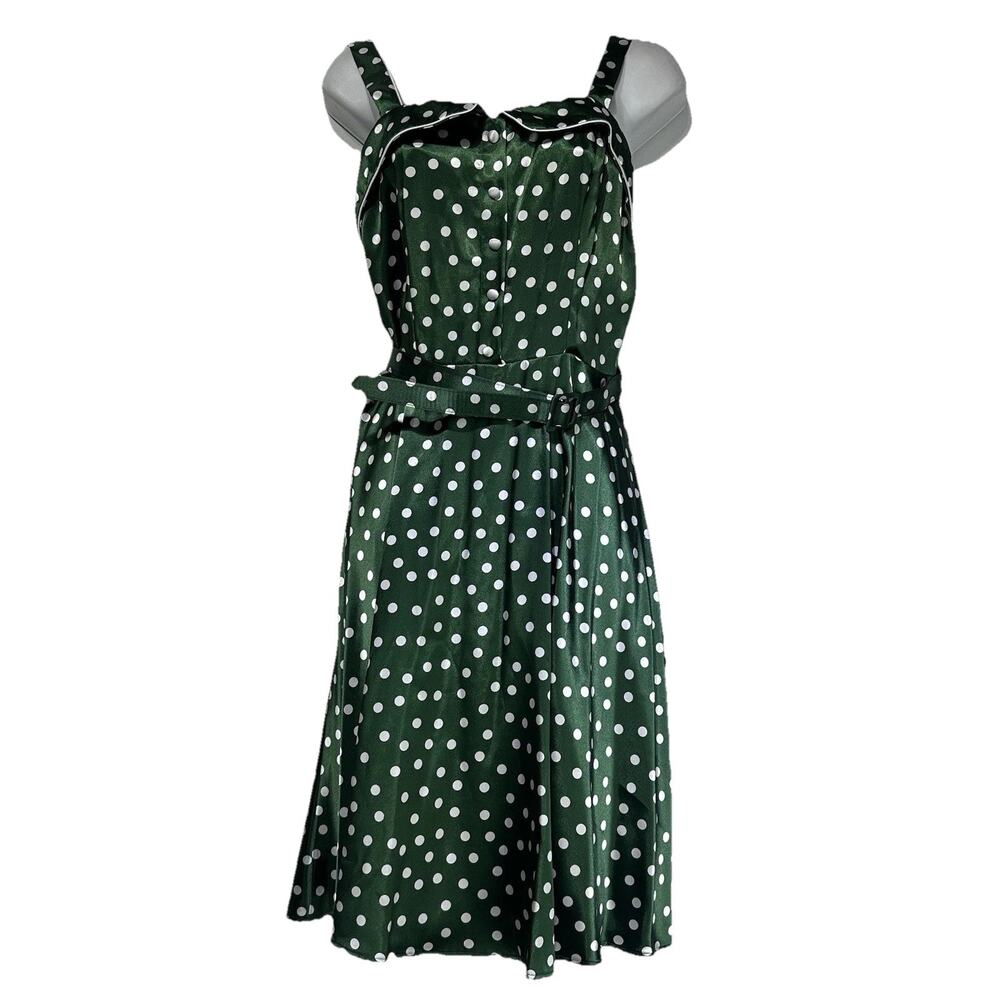 as U wish green polka dot sleeveless belted dress Size 11